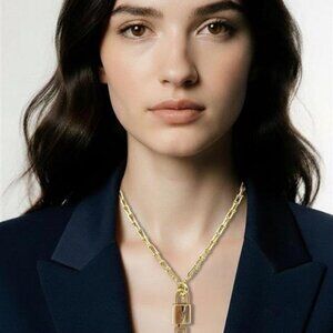 Authentic Louis Vuitton Gold Padlock Pendant w/Unbranded 18k Gold Plated Chain
